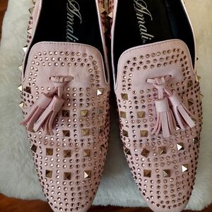 Pink Studded Rhinestones w/tassels Shoes by Amali, sz 11, like New $90, Ship